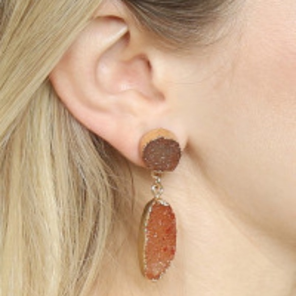 Druzy Drop Earrings - Picture 1 of 3